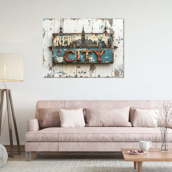 Obraz do salonu biura loftu, Napis Nowy Jork Vintage 30x20