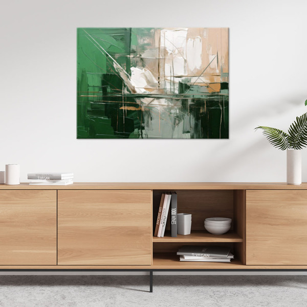 Feeby Abstrakcyjny nowoczesny obraz do salonu, Zielono beżowy 60x40