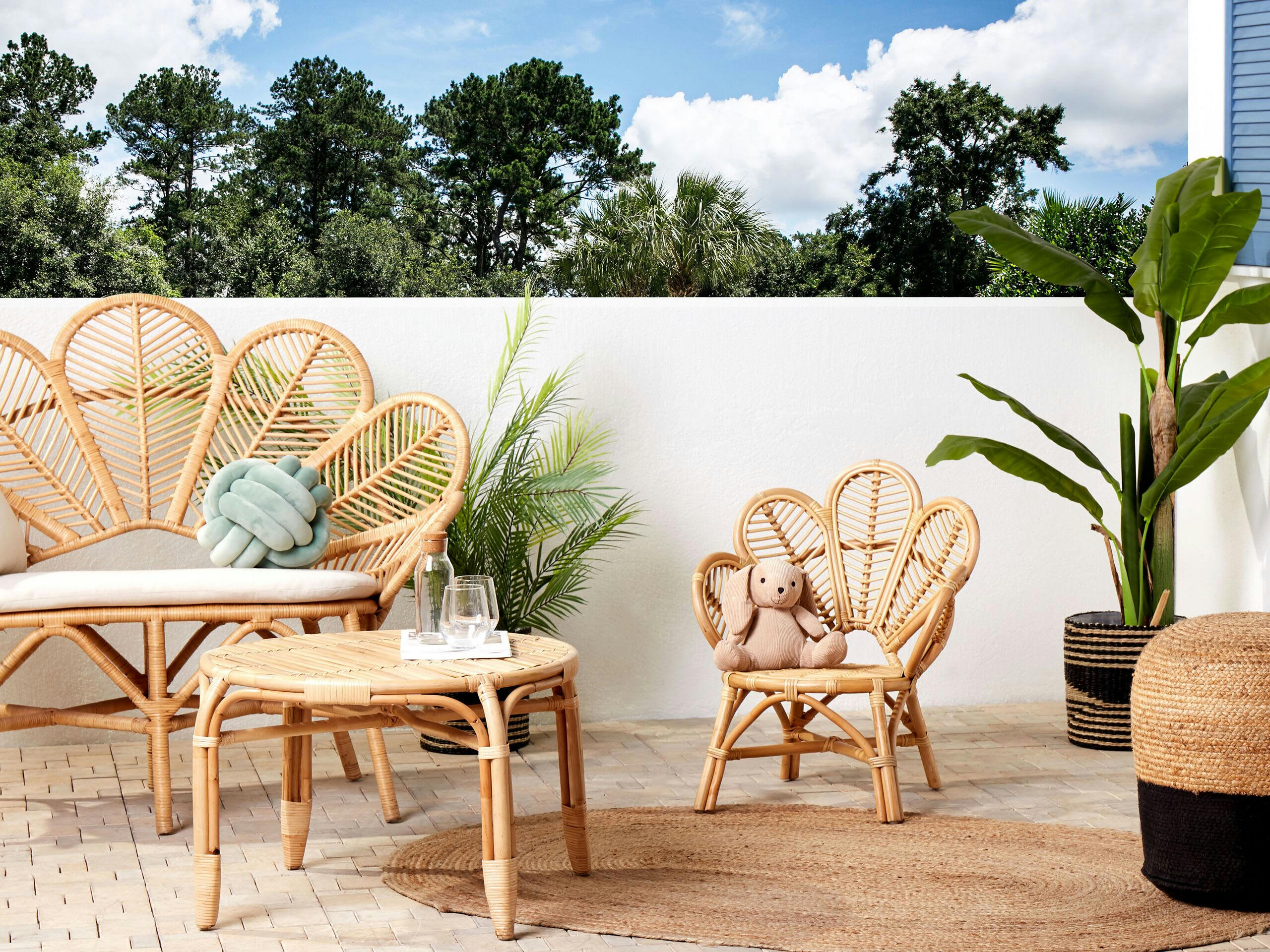 FLORENTINE II - Chaise paon en rotin naturel pour enfants