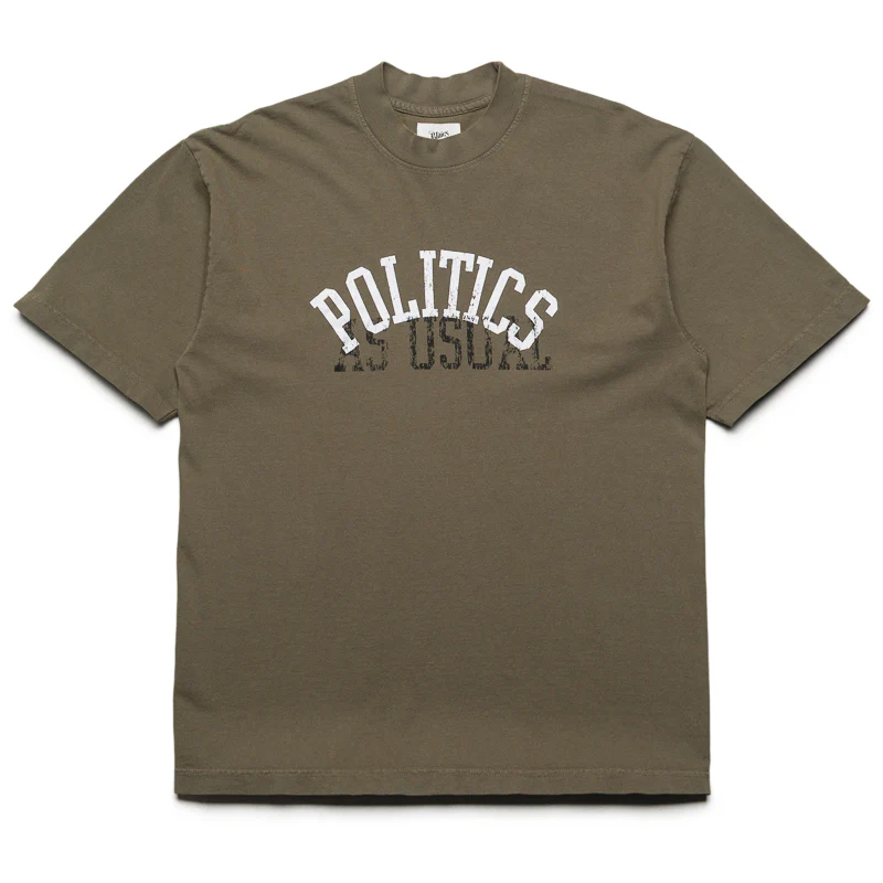 Politics Block Tee - Army Green