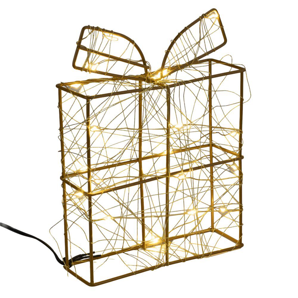 Décoration de No&euml;l LED cadeau lumineux en métal 15x5xH20cm