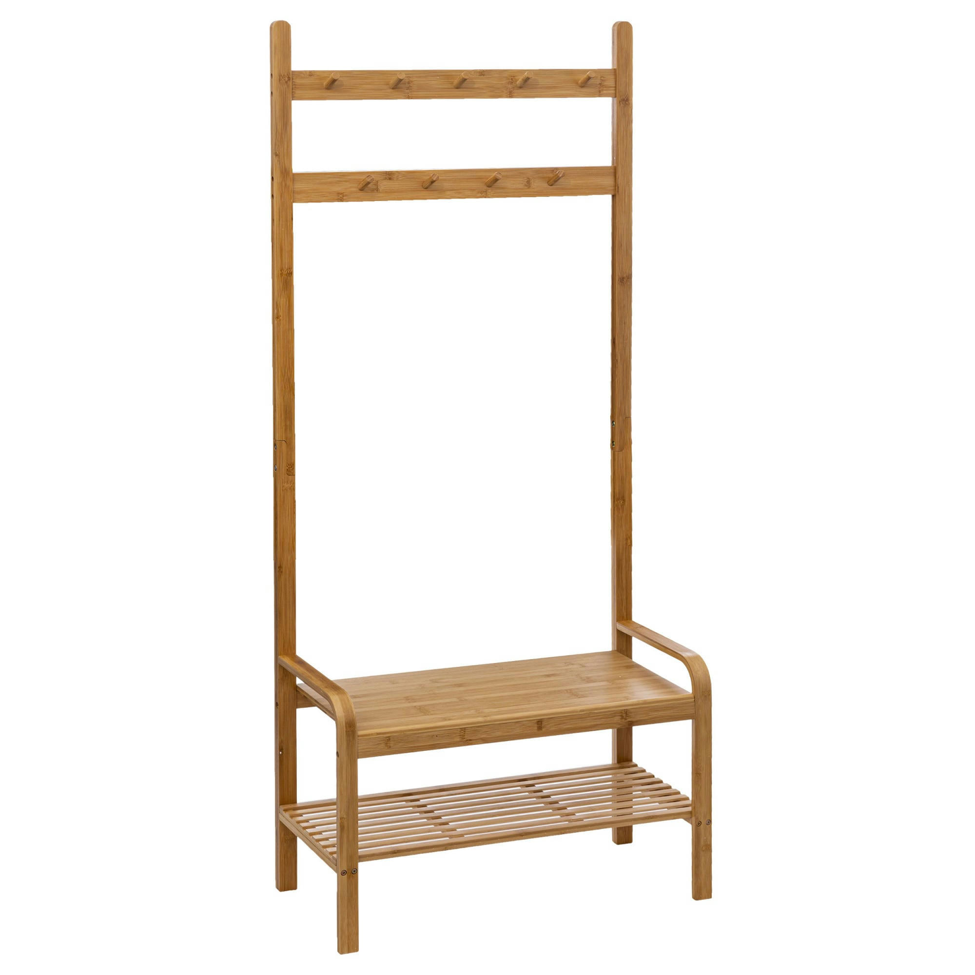 - Vestiaire d'entrée en bambou - 73.5x34.5x170cm
