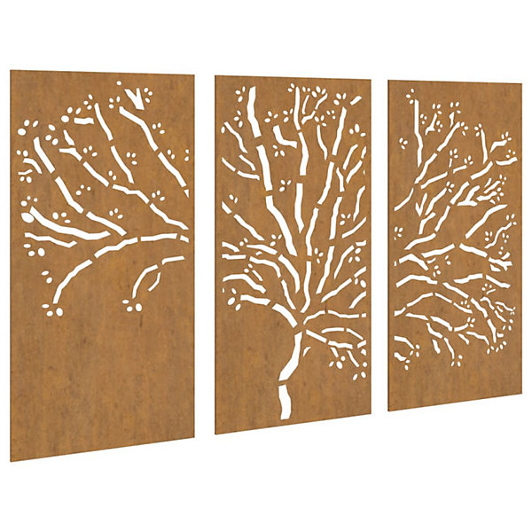 Décorations murales jardin 3 pcs 105x55 cm design d arbre acier
