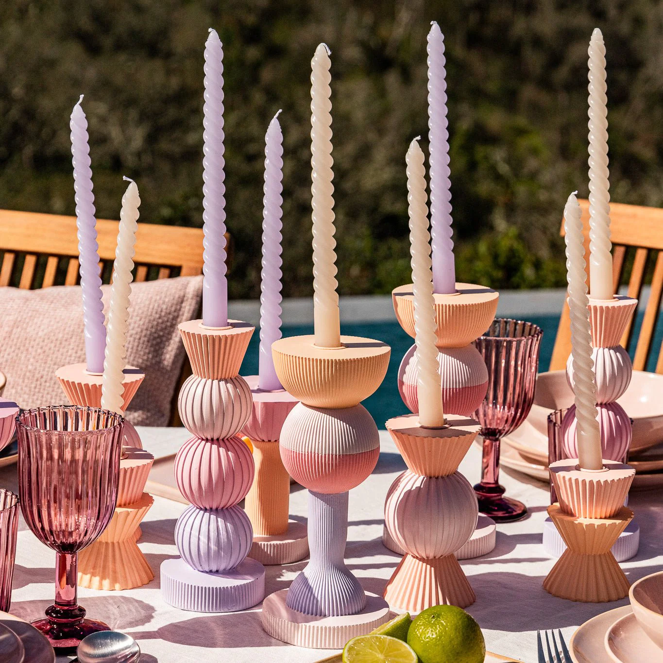 Castiçal Geométrico Pastel Pequeno MARSHMALLOW