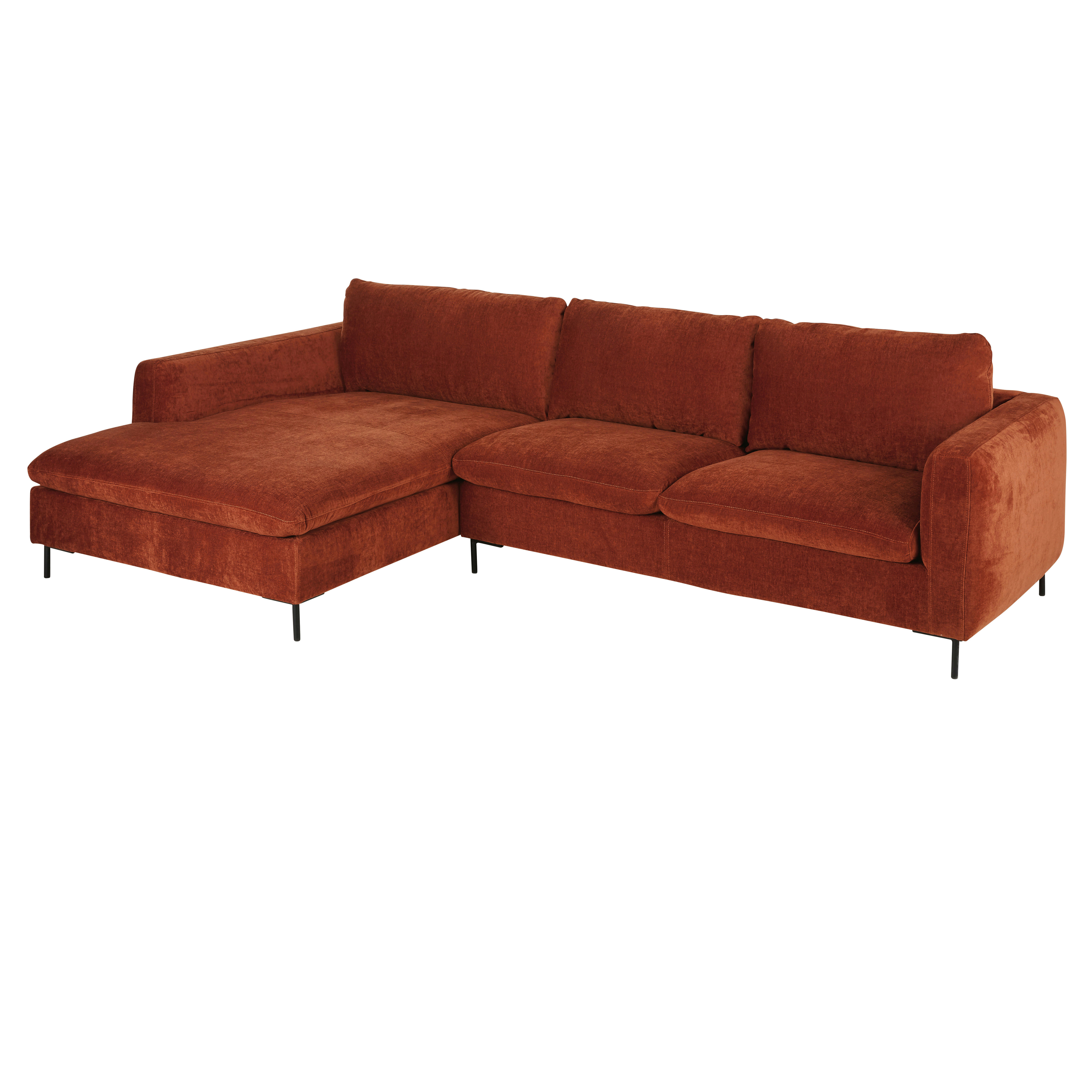 City - Canapé d'angle gauche 4/5 places orange écureuil