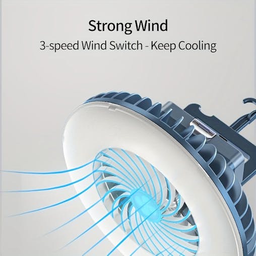NNETM Camping Fan Light with Hook, Magnet & USB