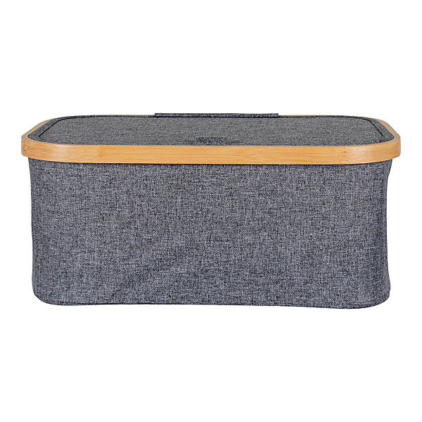 Panier Noto en Bambou et Textile Gris Foncé - 38x26x16 cm pour un Rangement élégant