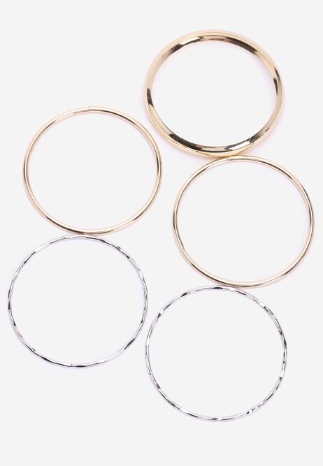 Womens 5pk Gold Bangle Bracelets
