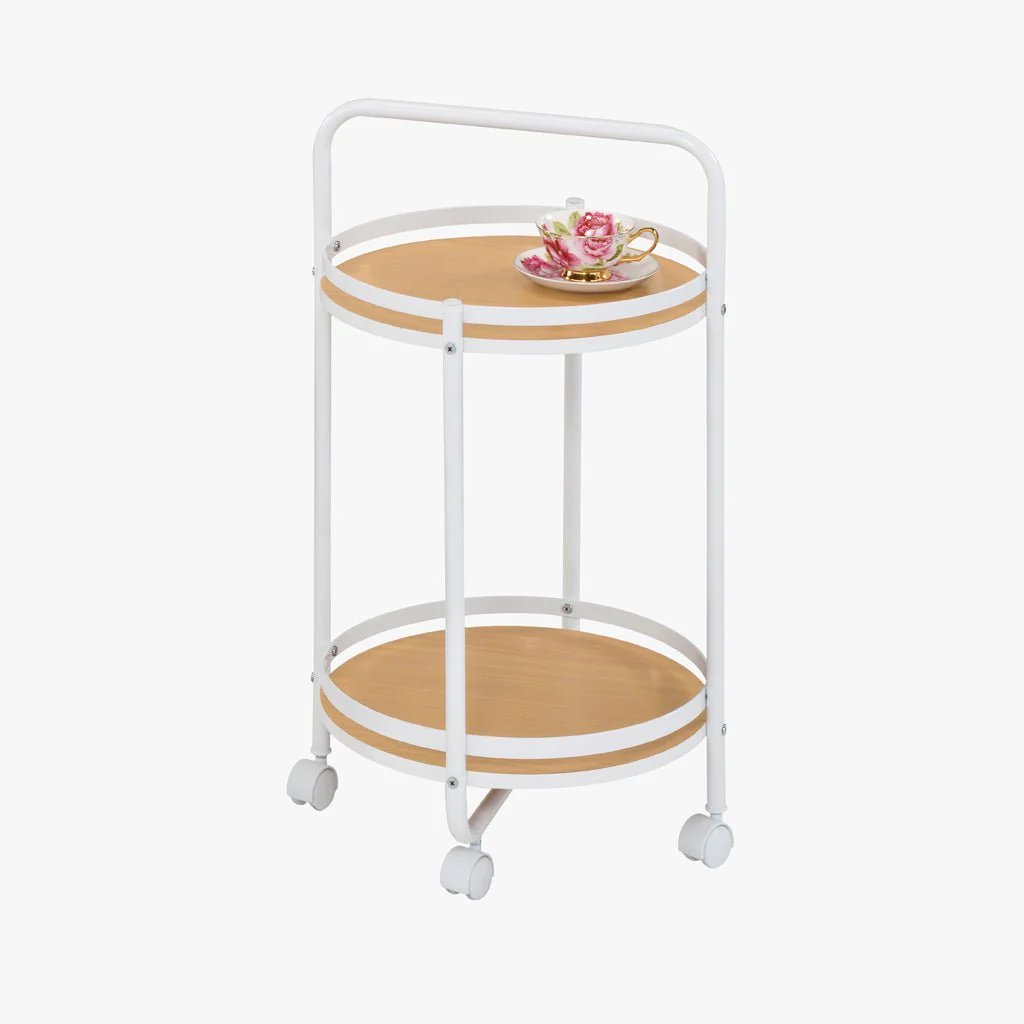 Carrinho de Apoio em Pinho com Duas Prateleiras 44x44x75 DRAVA