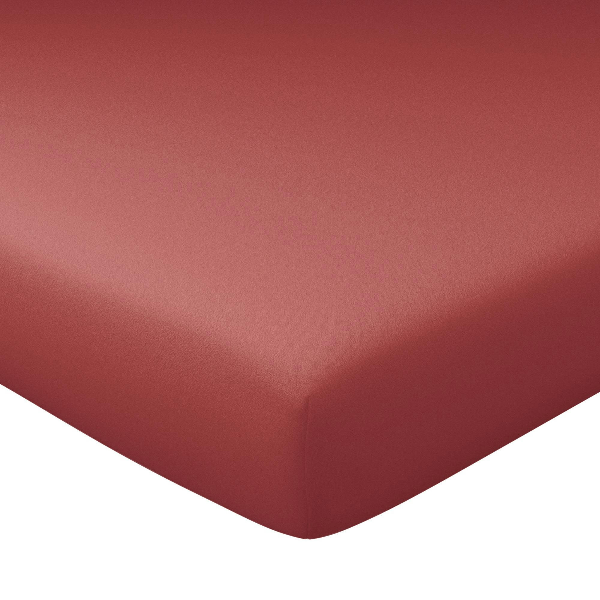 GRANDS BONNETS - Drap-housse grand bonnet 160x200x30 orange sienne en coton