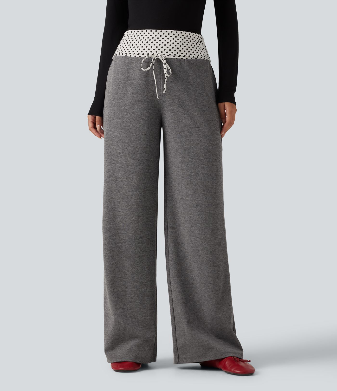 Pantalon de jogging à pois, taille mi-haute, coupe droite, à cordon de serrage et séchage rapide avec poches