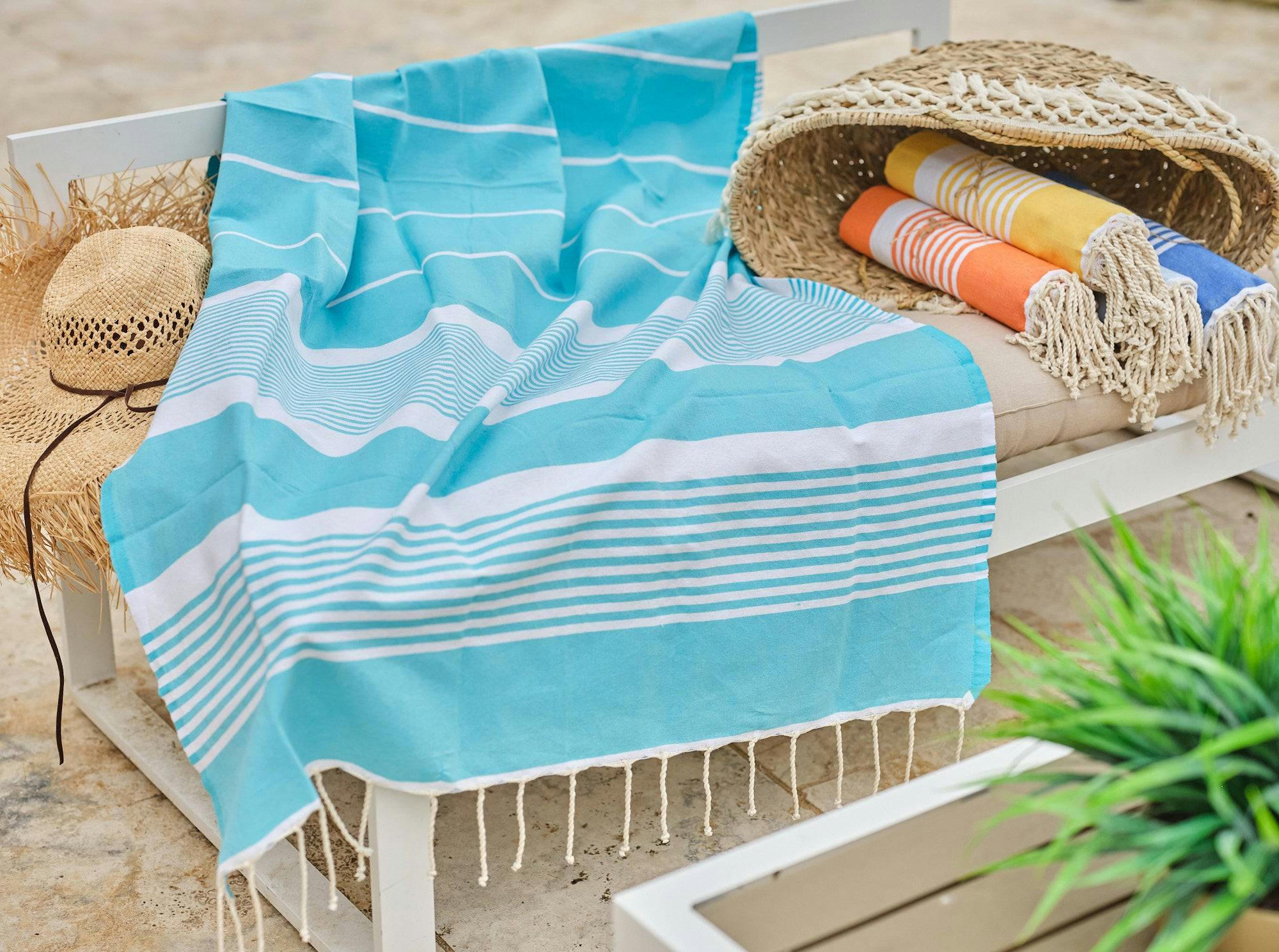 - Fouta en coton 100x200cm turquoise