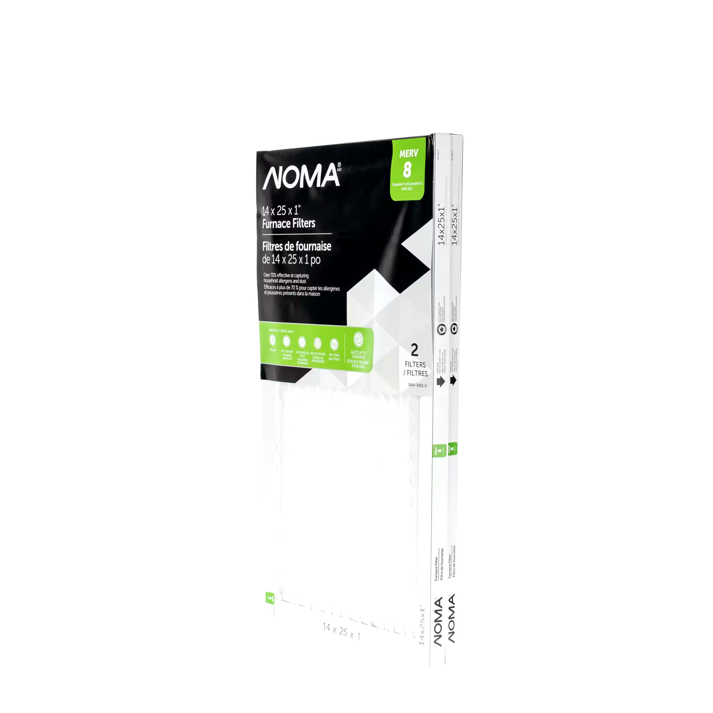 NOMA MERV 8 Furnace Air Filters, 14 x 25 x 1-in, 2-pk