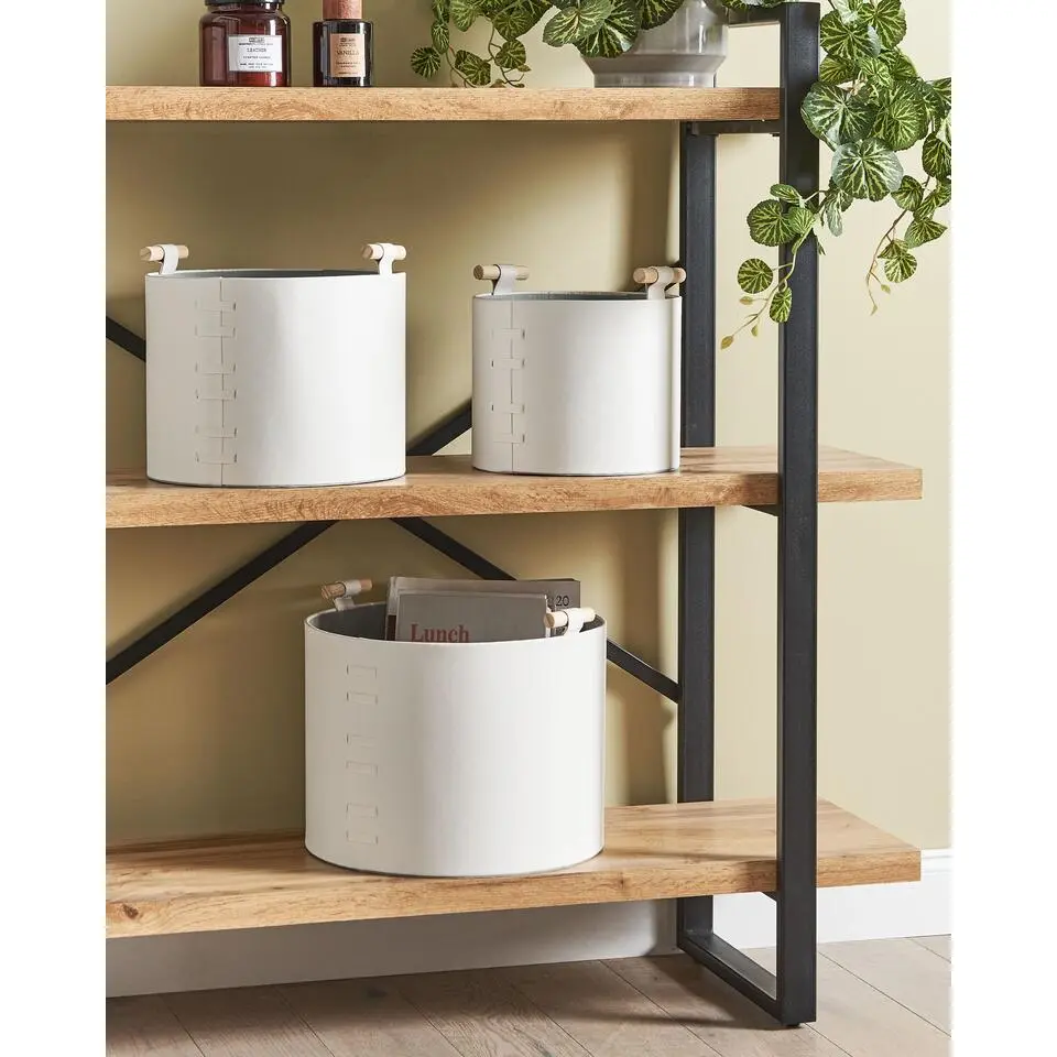 ARAM - Opbergmanden set van 3 - Gebroken wit - Kunstleer