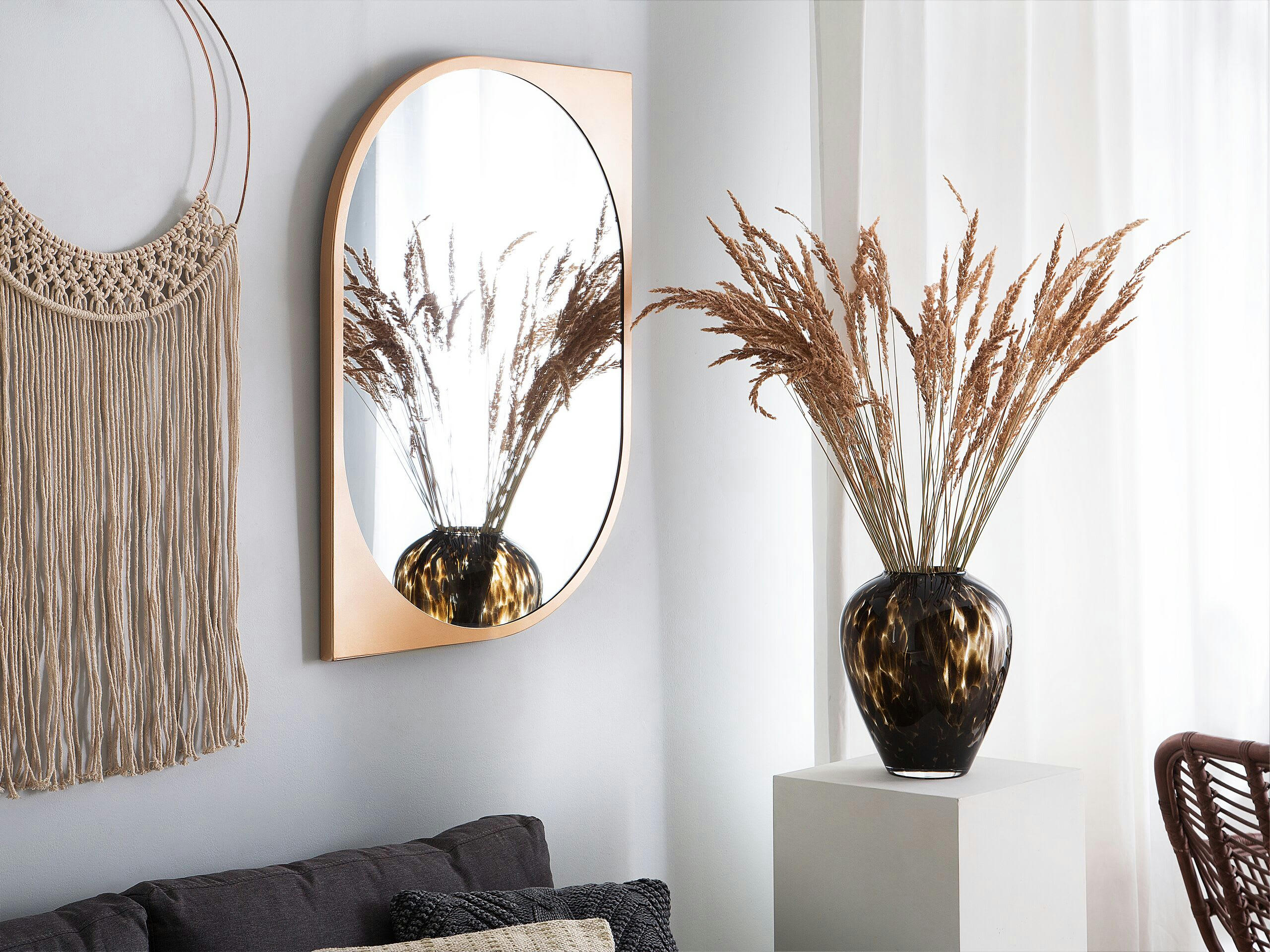 HIREL - Miroir en métal doré 90x65