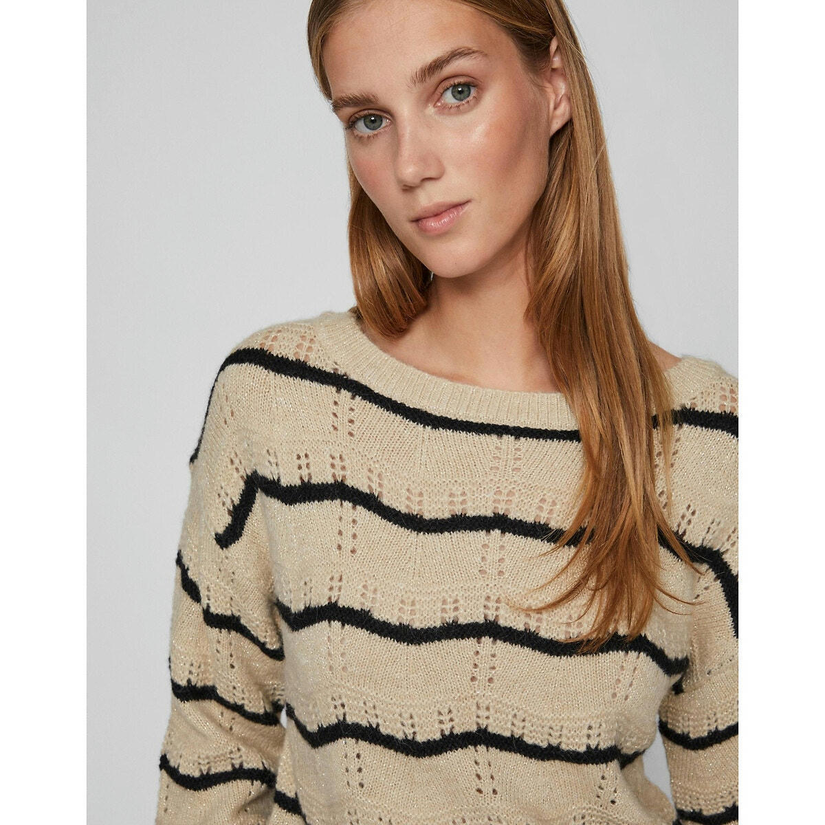 Pull ajouré à rayures