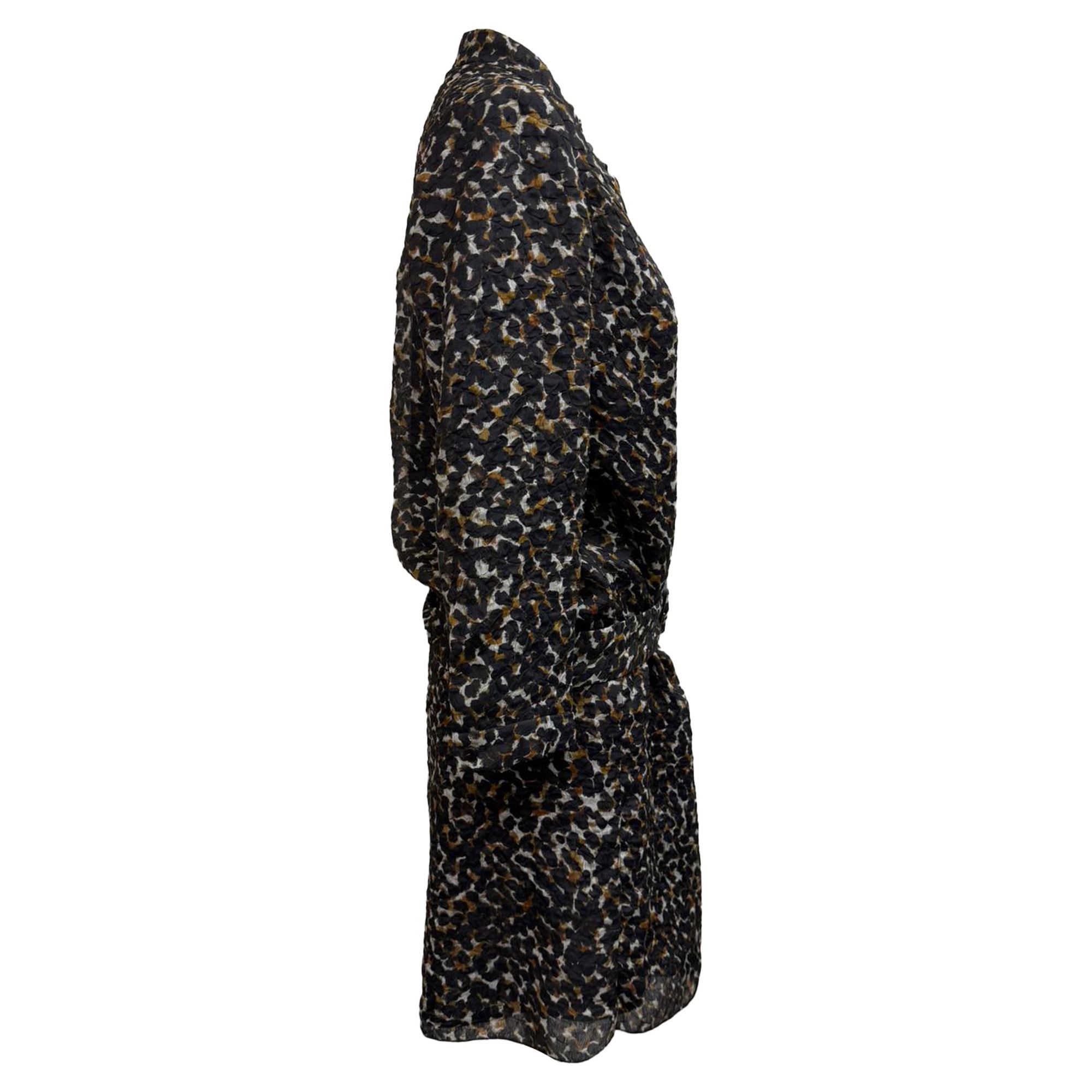 Burberry Preloved Leopard-Print Belted Mini Dress in Multicolor Silk