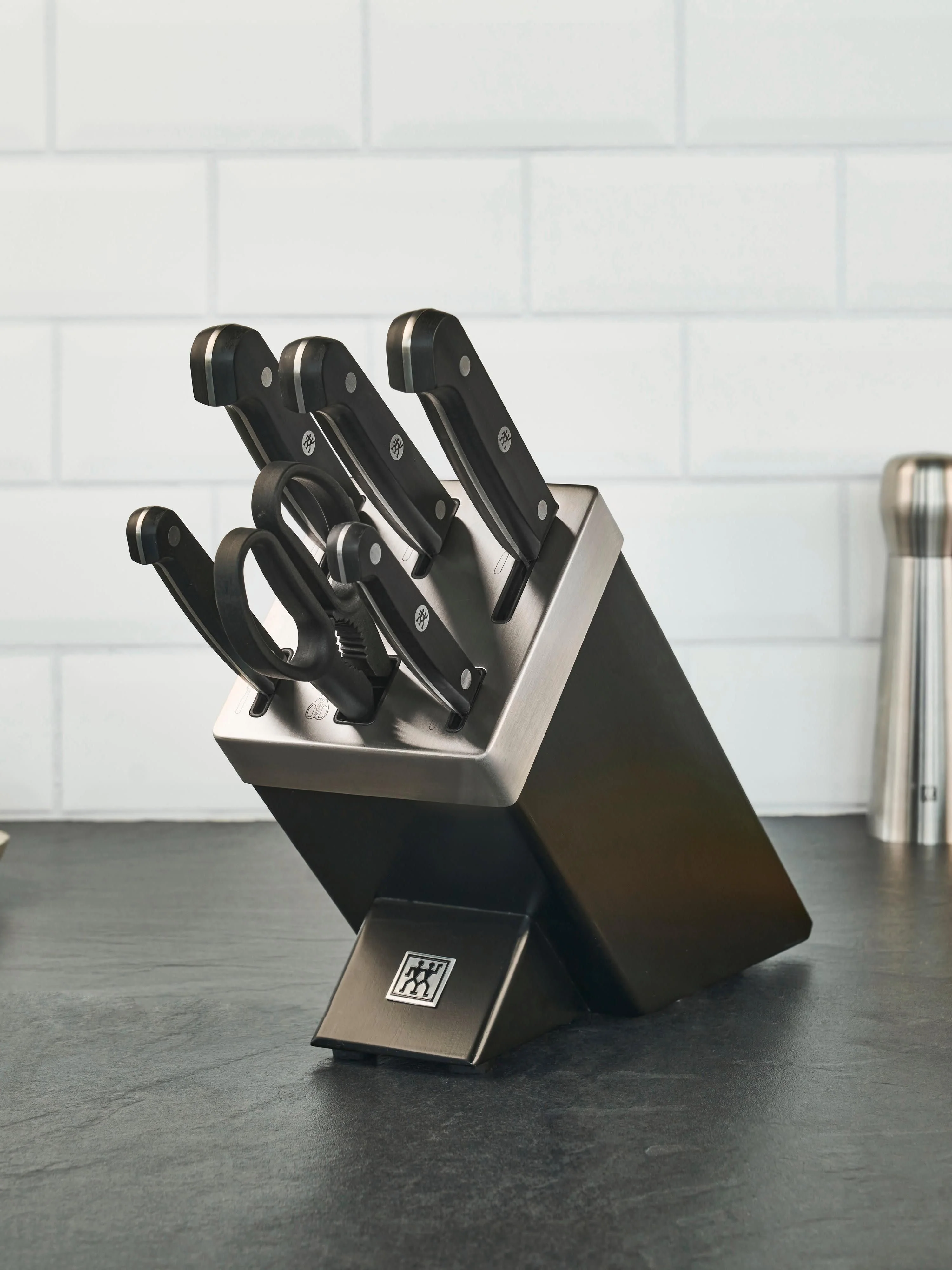 Selbstschärfender Messerblock Gourmet mit 5 Messern und 1 Schere