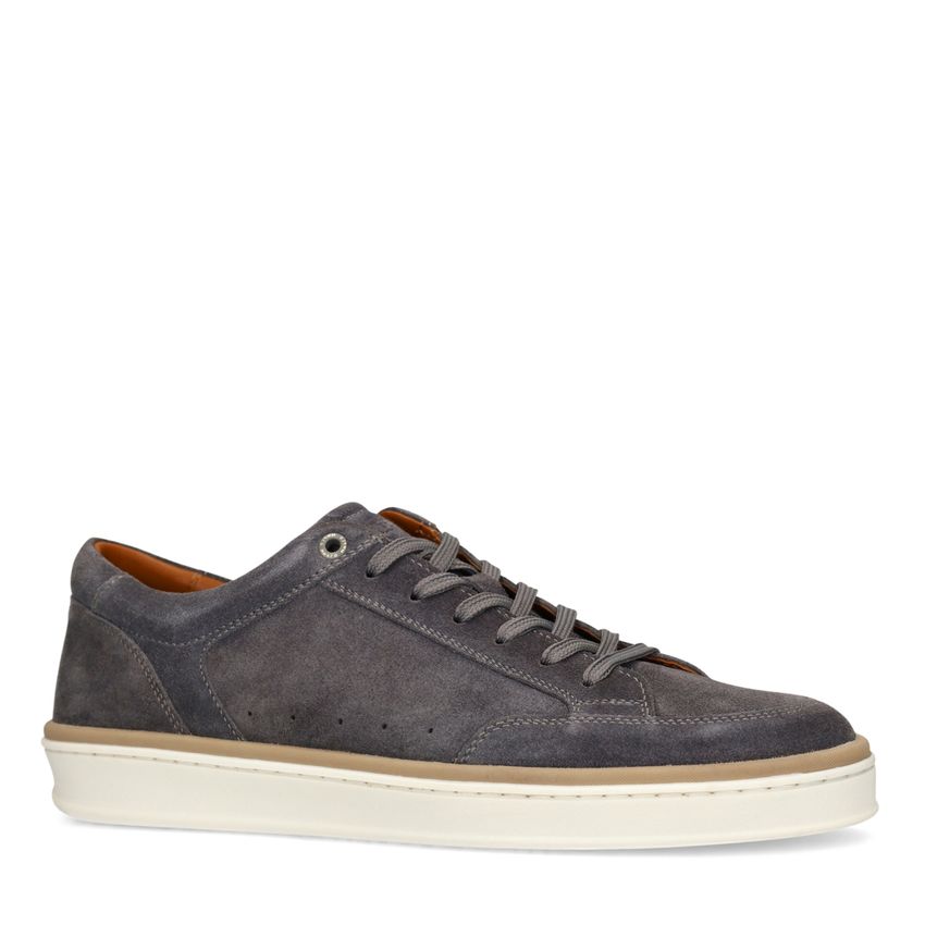 Manfield Grijze suède sneakers
