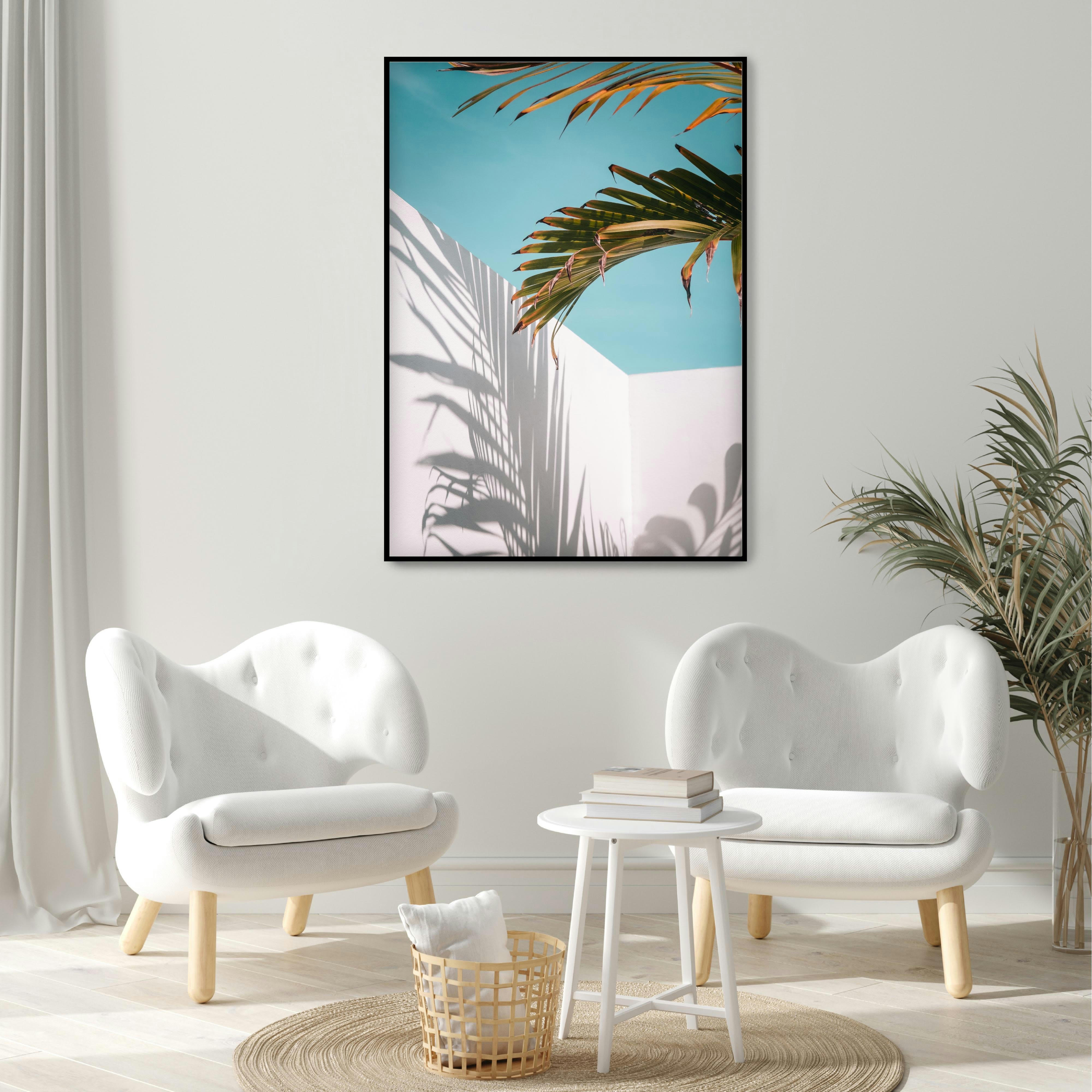 PALMERAS - Affiche avec cadre noir - Détail palmier - 30x40