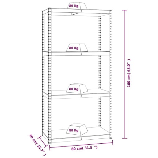 NNEVL 4-Layer Shelves 2 pcs Anthracite Steel and Engineered Wood