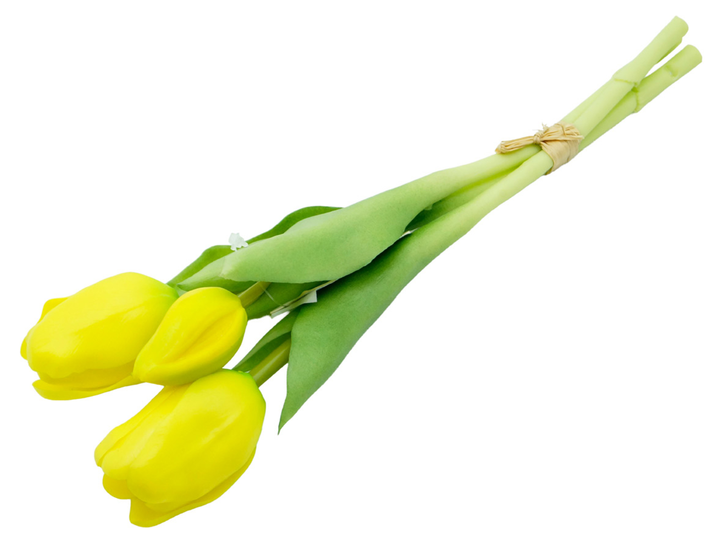 Bukiet tulipanów 28 cm 3 szt gumowane żółte