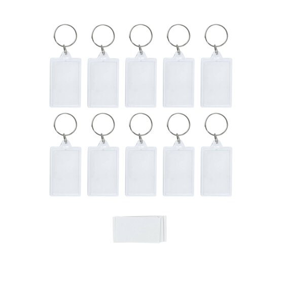 Clear Rectangle Keyrings 10 Pack