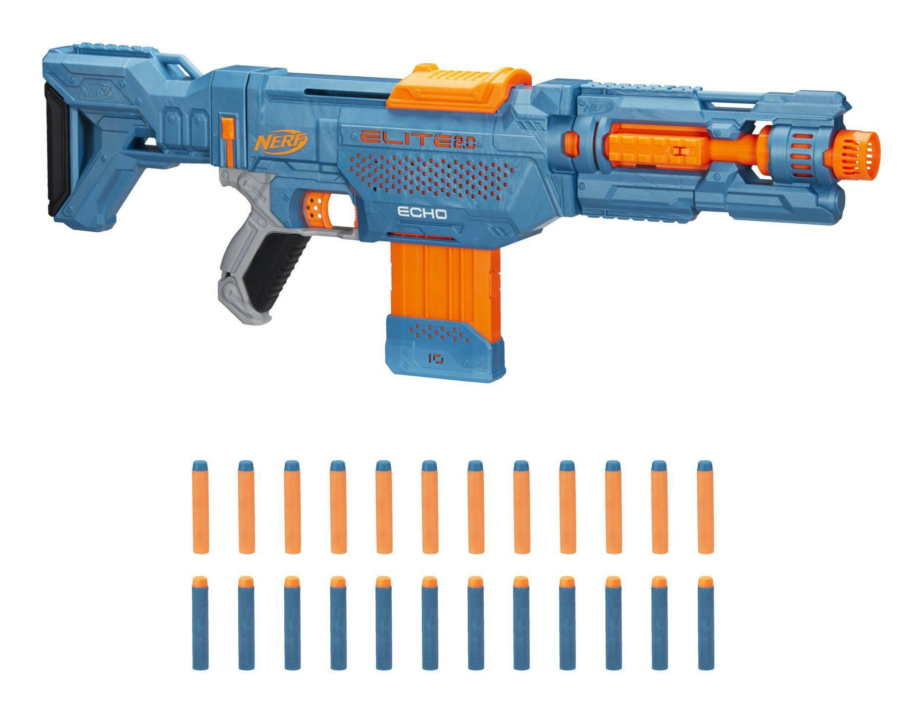 NERF Elite 2.0 Echo CS-10 Slam-Fire Blaster Set With 24 NERF Darts & 10-Dart Clip, Age 8+