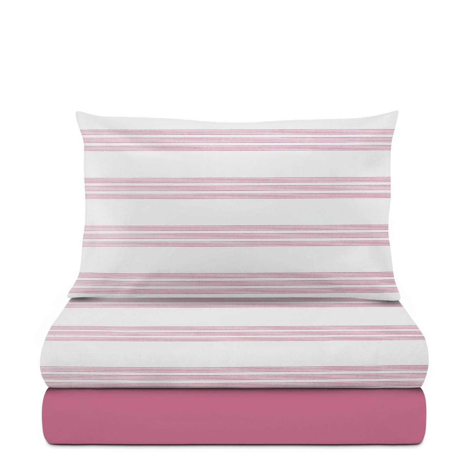 Completo letto singolo righe malva cotone