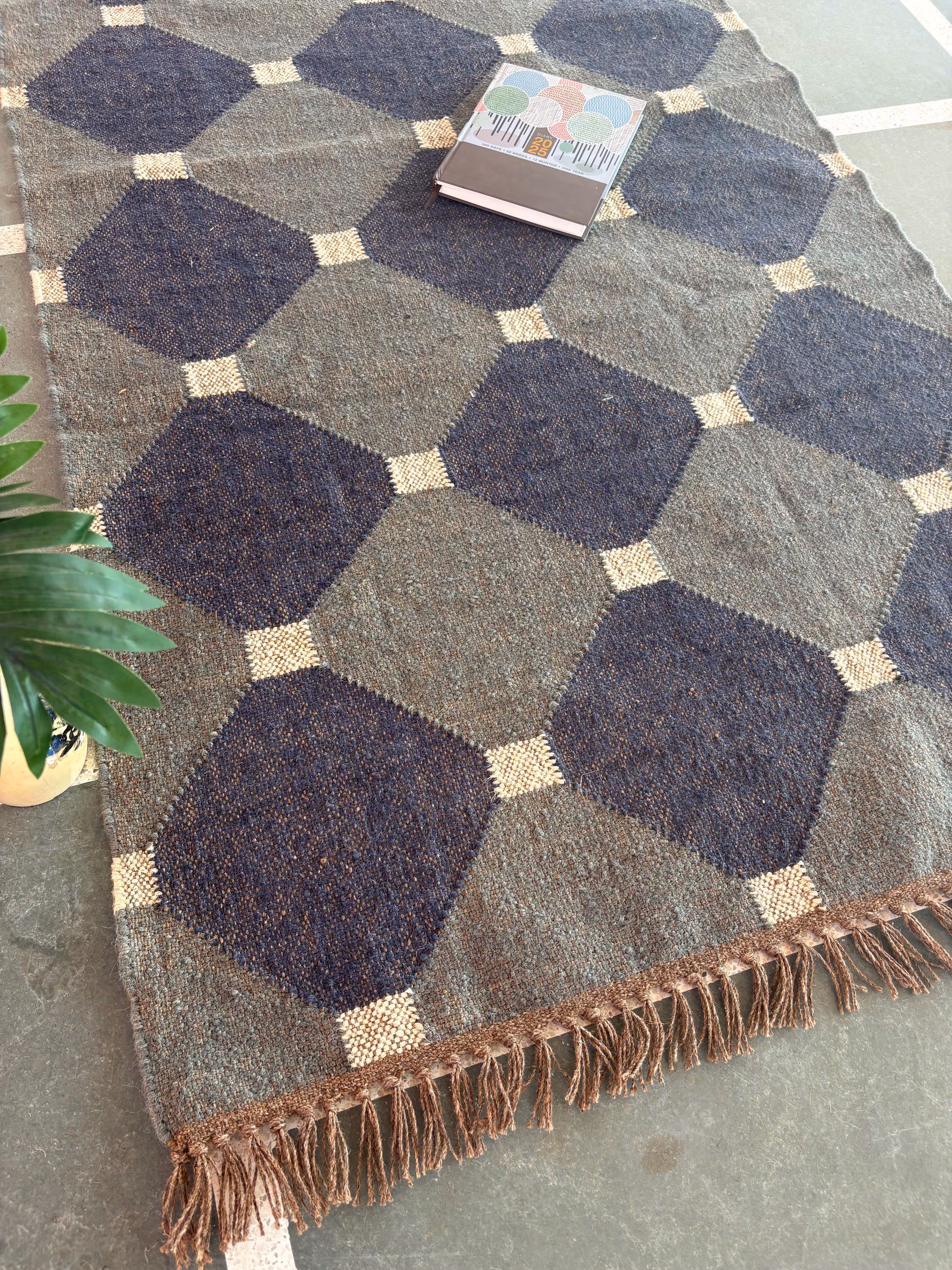 Traditional Handwoven, Kilim Rug, Wool and Jute Rug Handmade, Kilim Dhurrie Rug, Indian jute Area rug 8x10,Vintage Kilim Rug