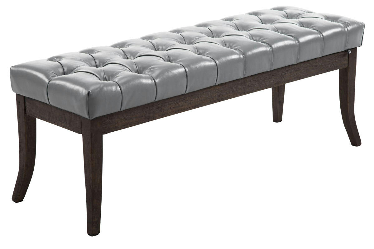 RAMSES - Banquette avec pieds en bois assise en similicuir Gris