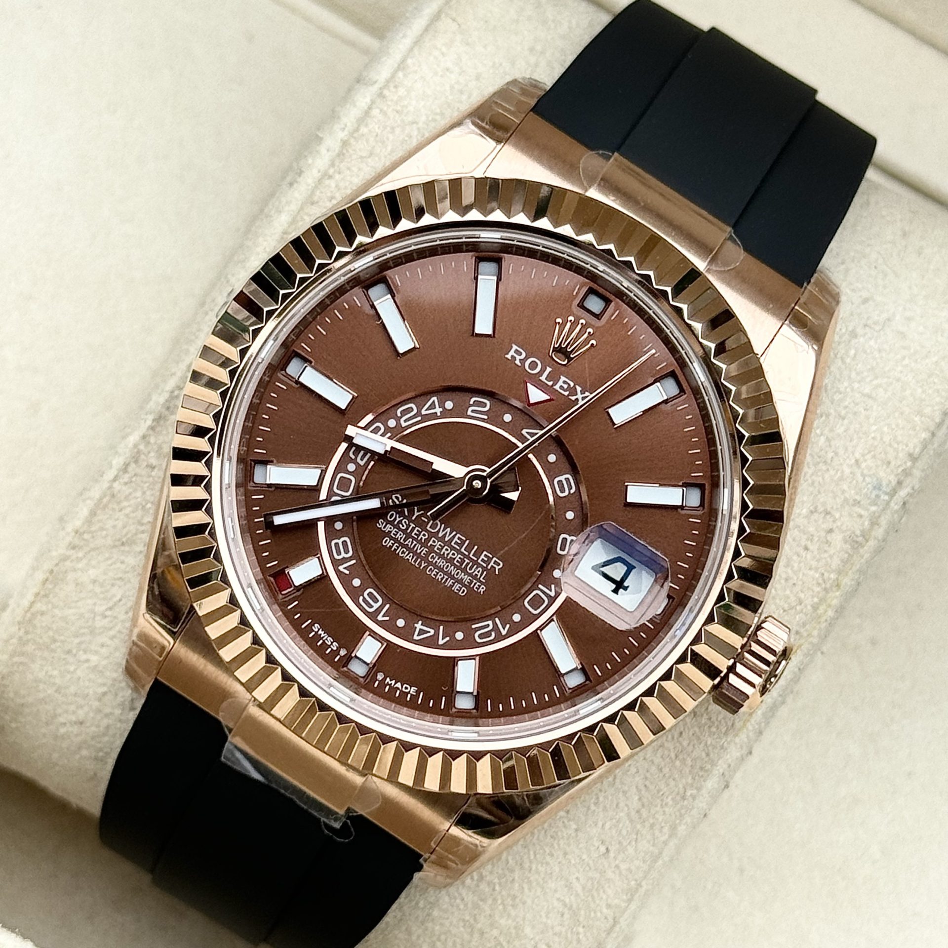 Rolex Sky-Dweller 336235 RG Plated Chocolate Dial 42mm Oysterflex AAA Replica