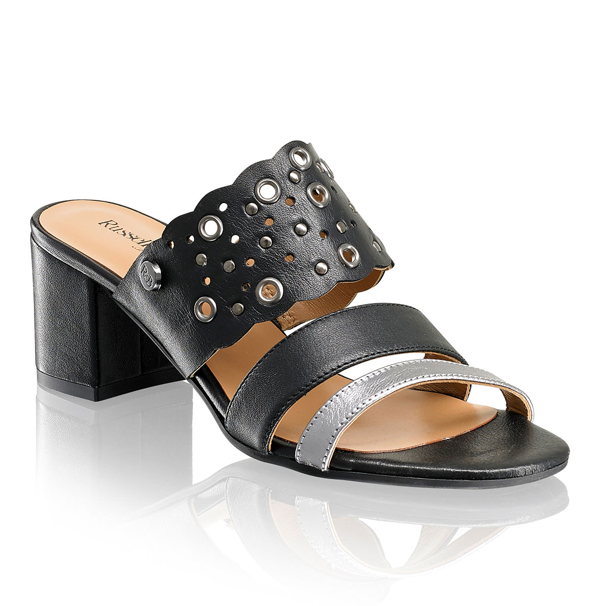 Russell & Bromley HALO MID Mid Heel Studded Mule