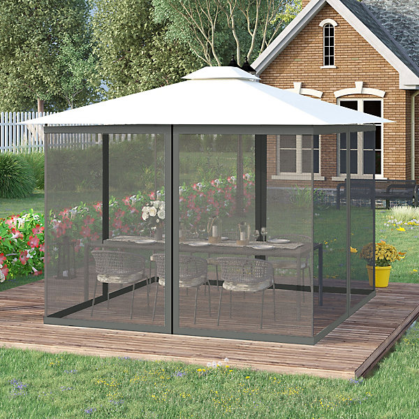 Moustiquaire pour tonnelle barnum polyester nylon 3 x 4 m gris foncé