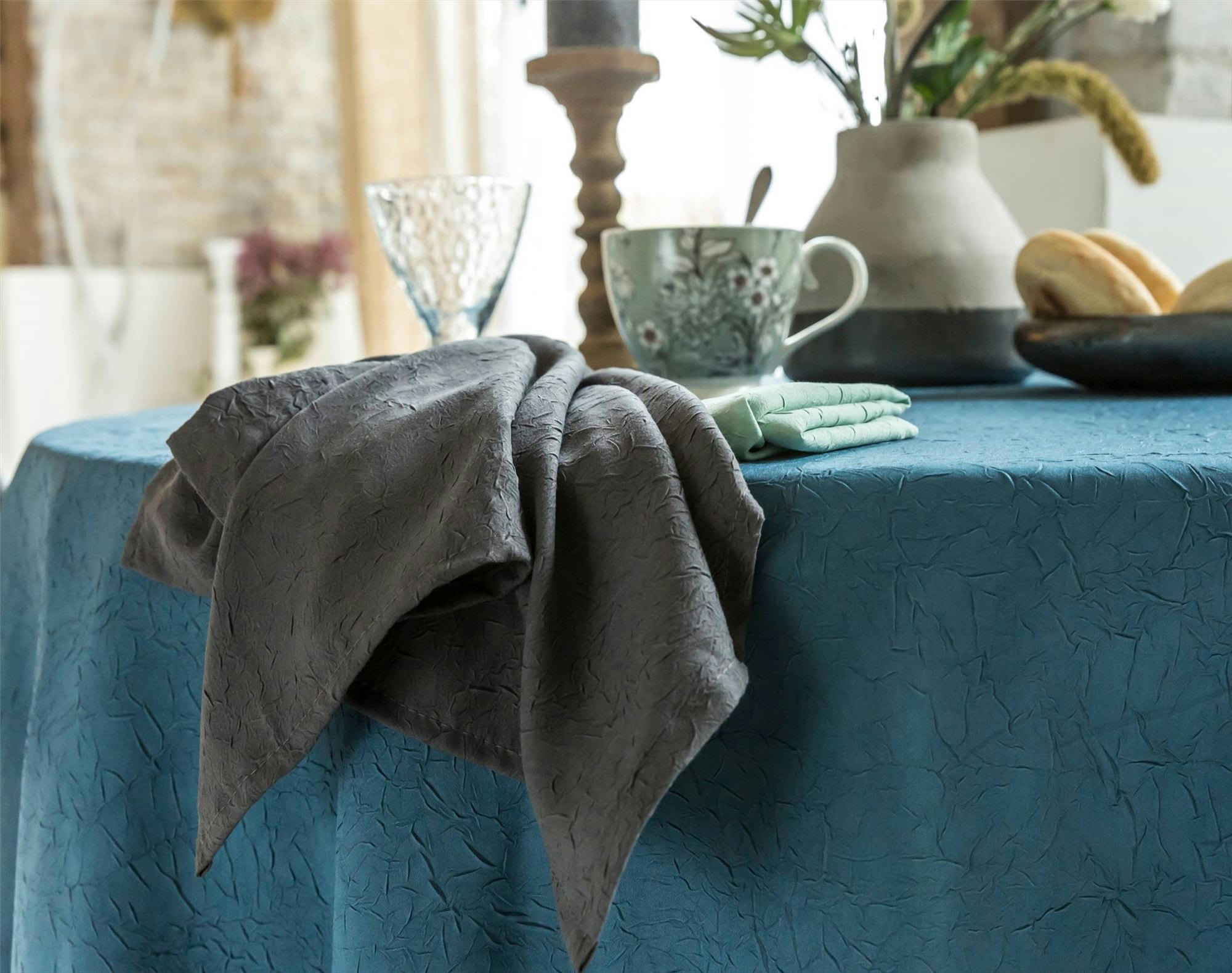 FONTANA - Nappe ovale bleu 180x285 en polyester