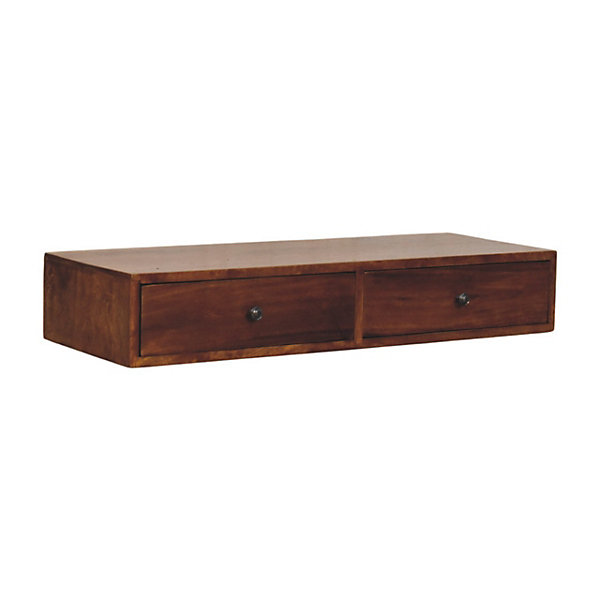 Artisan Furniture Bois massif Lunar 2 tiroir châtaignier console murale, marron
