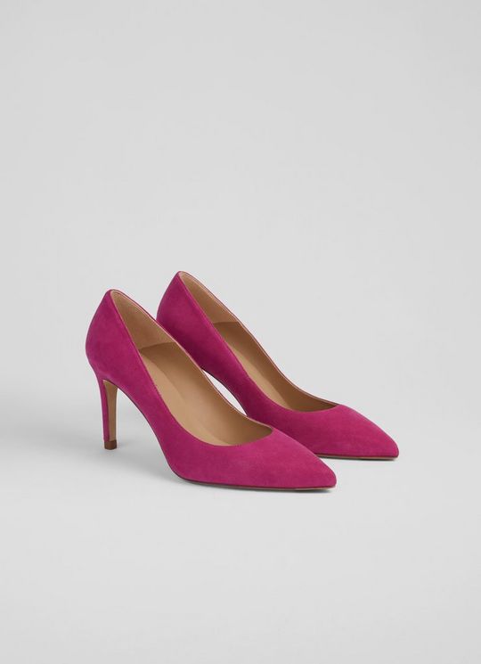 Classic Floret Bright Burgundy Suede Pointed Toe Courts