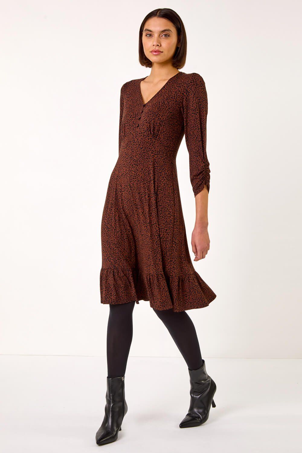 Roman Disty Animal Print Tea Dress