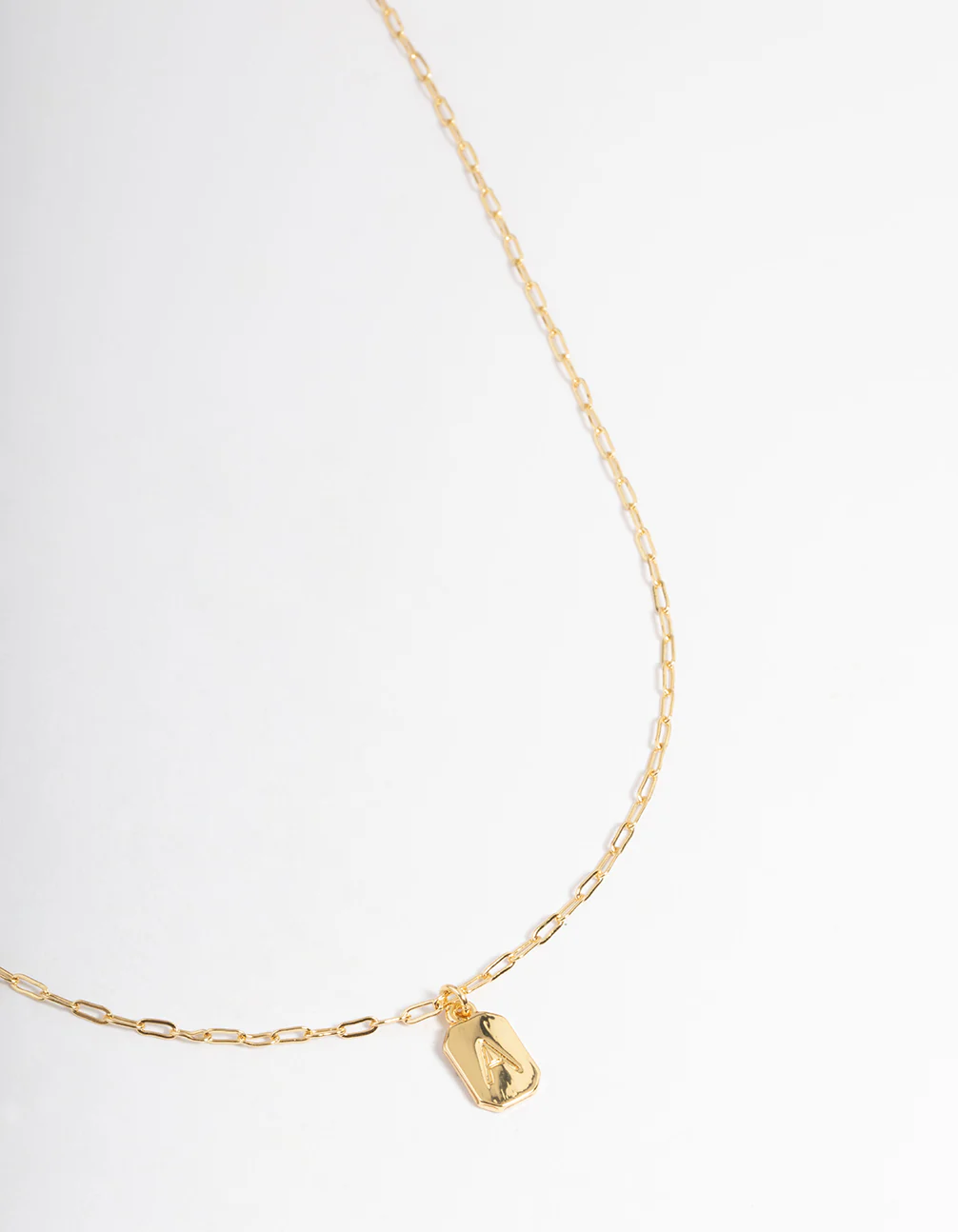 Letter A Gold Plated Rectangle Pendant  Necklace