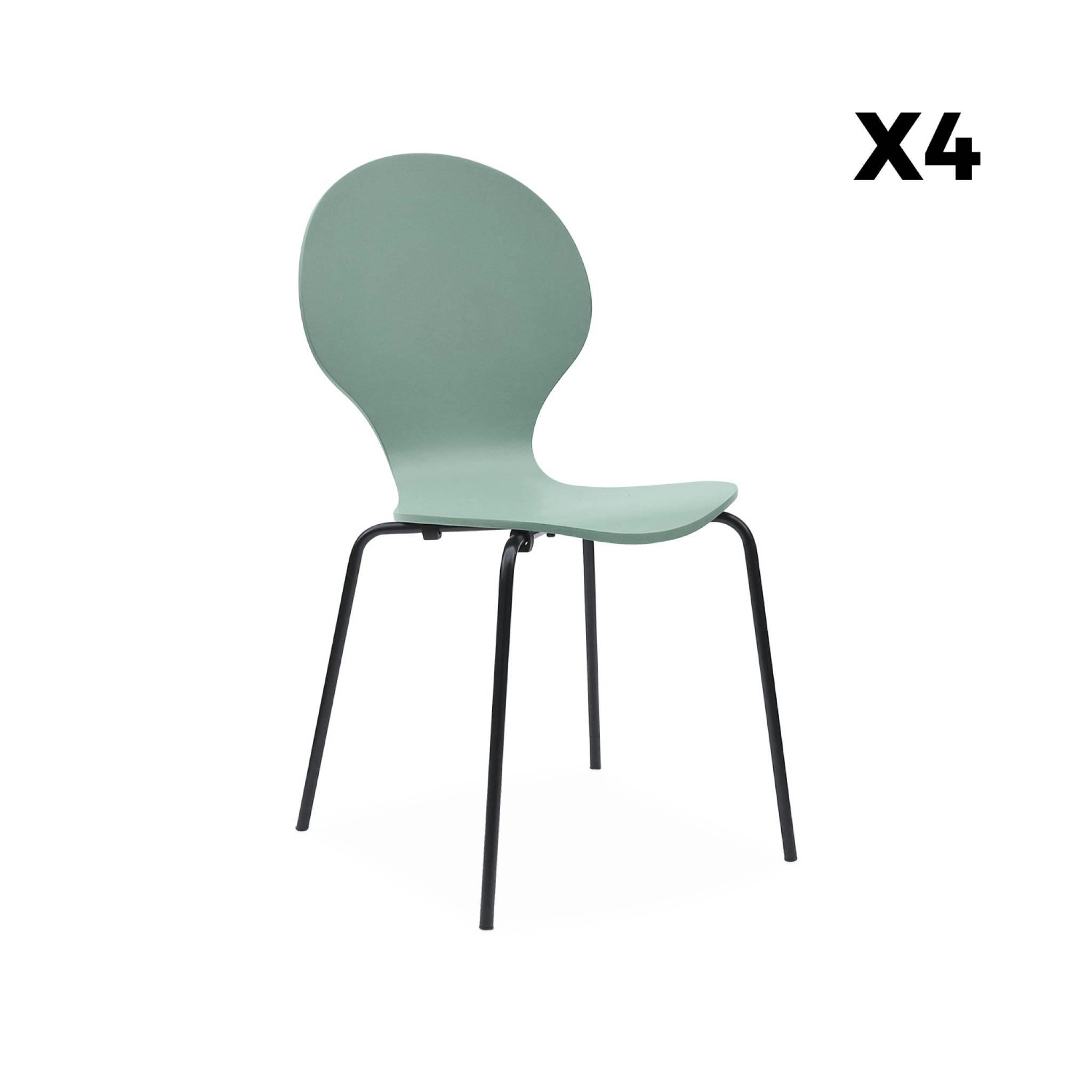 NAOMI - Lot de 4 chaises rétro empilables vert céladon