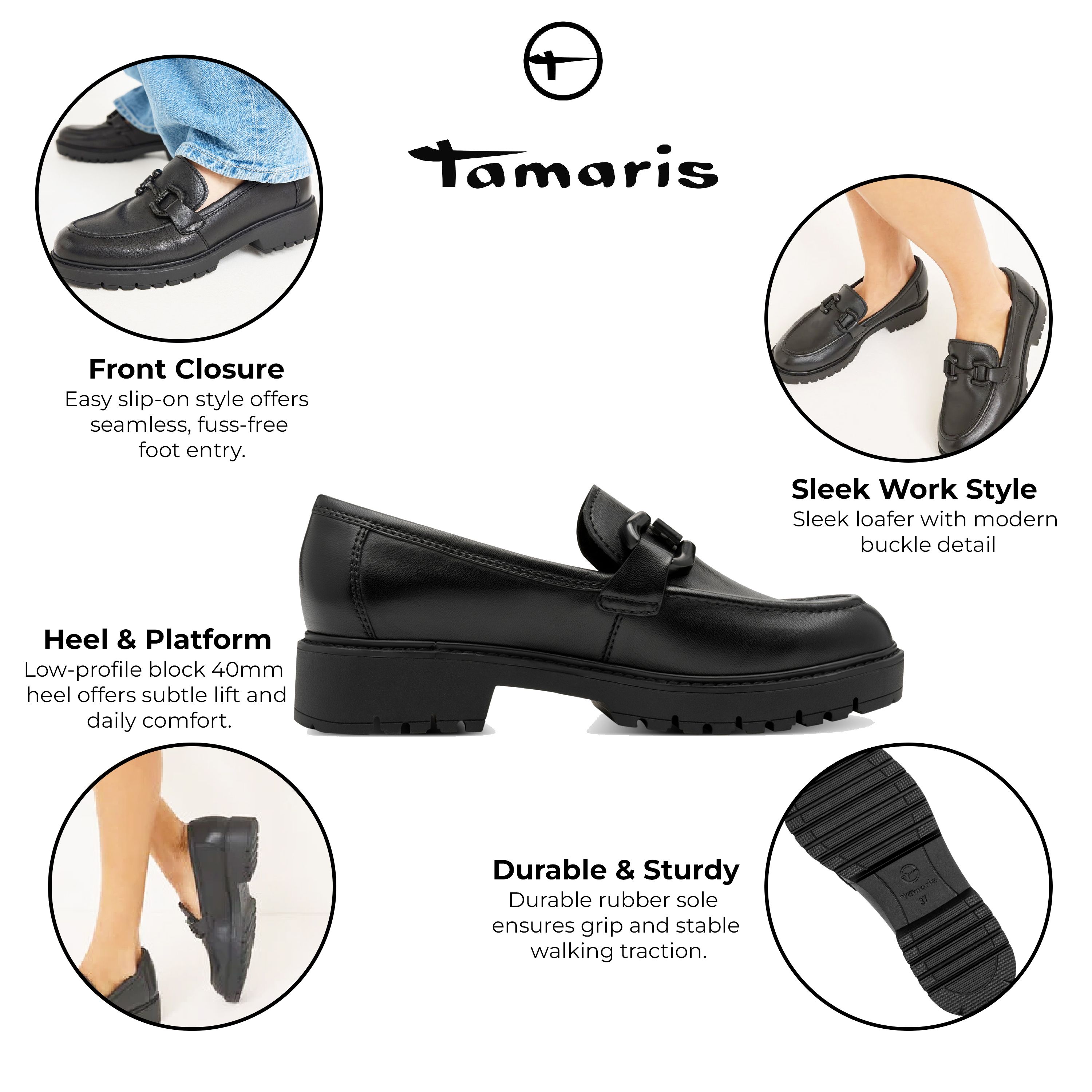 Infinity Leather Tamaris Leather Loafers Slip-On Platform Shoes
