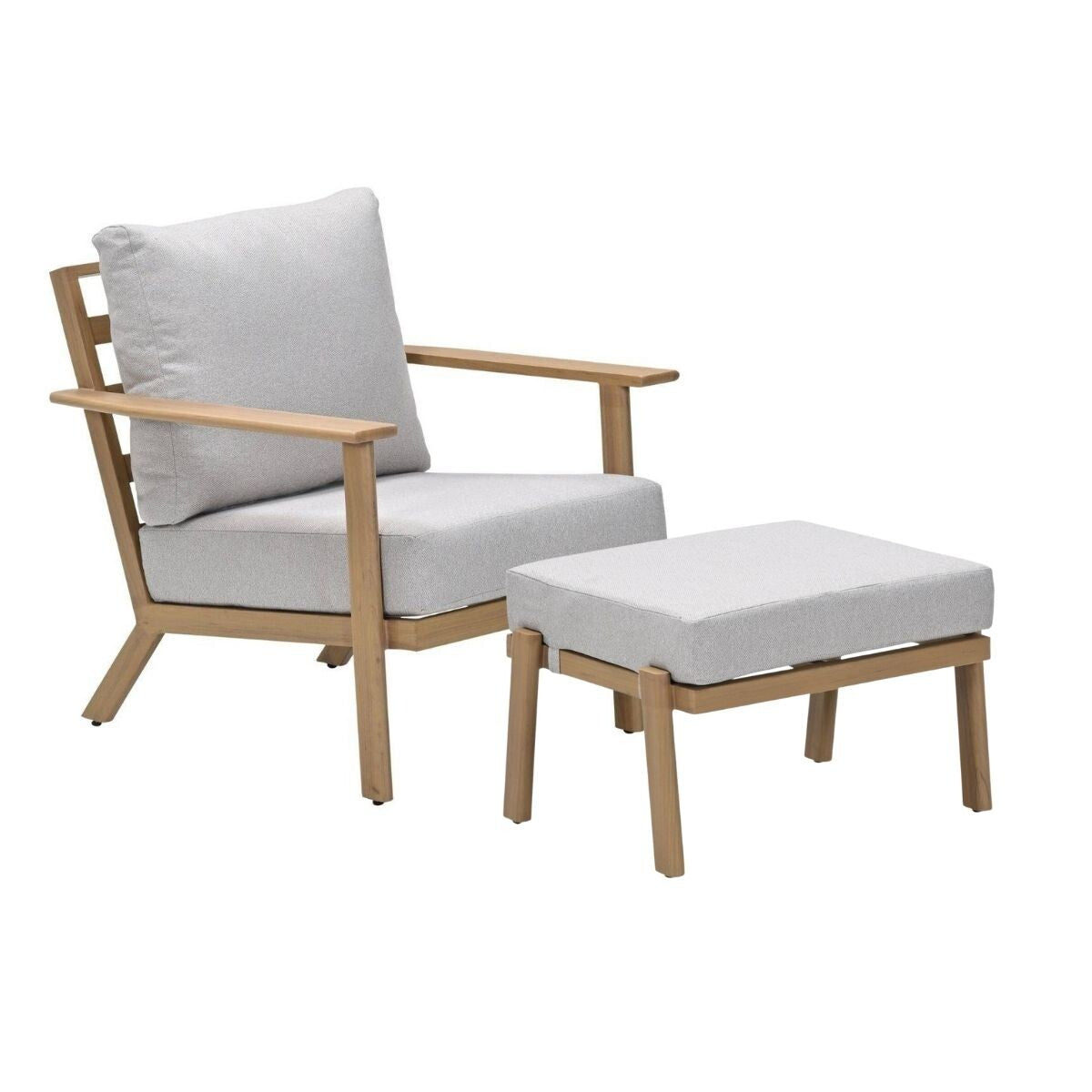 Garden Impressions Loungestoel Ariane light teak look incl voetenbank