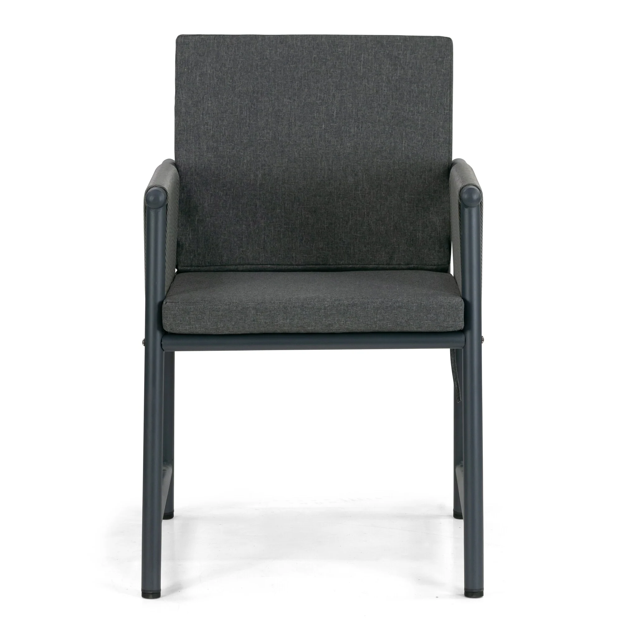 Set of 2 Bianca Grey Outdoor Dining Chair with Hand-Woven Synthetic Rattan Arms