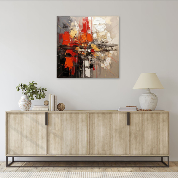 Feeby Obraz na płótnie, Abstrakcja Geometryczna Czerwony 30x30