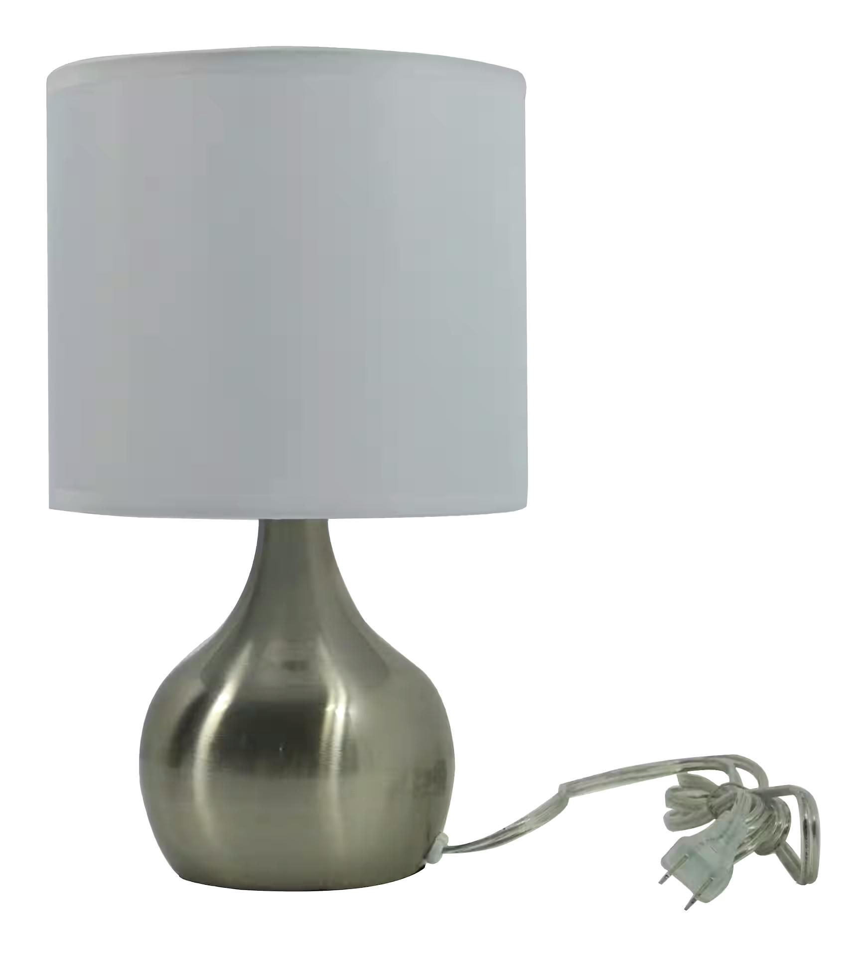 CANVAS Mira White Fabric Shade Table Lamp, 12-4/5-in, Brushed Nickel