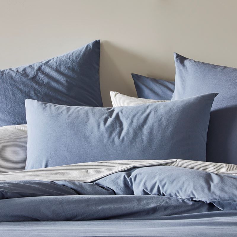 Stonewashed Cotton Storm Blue Quilt Cover Separates