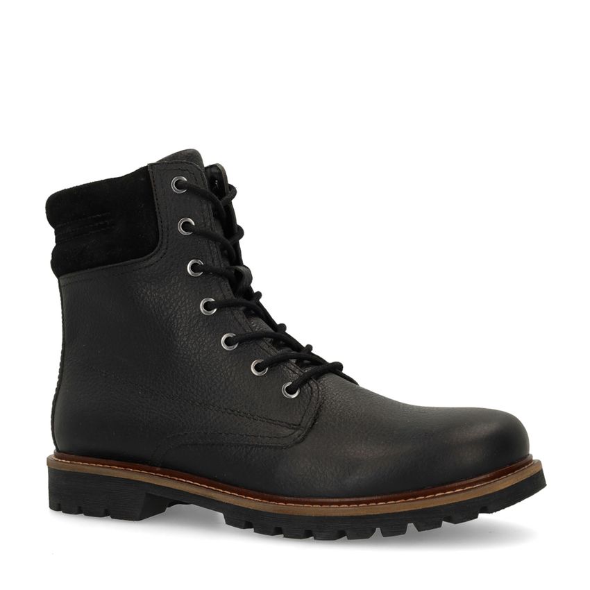 Manfield Zwarte leren veterboots