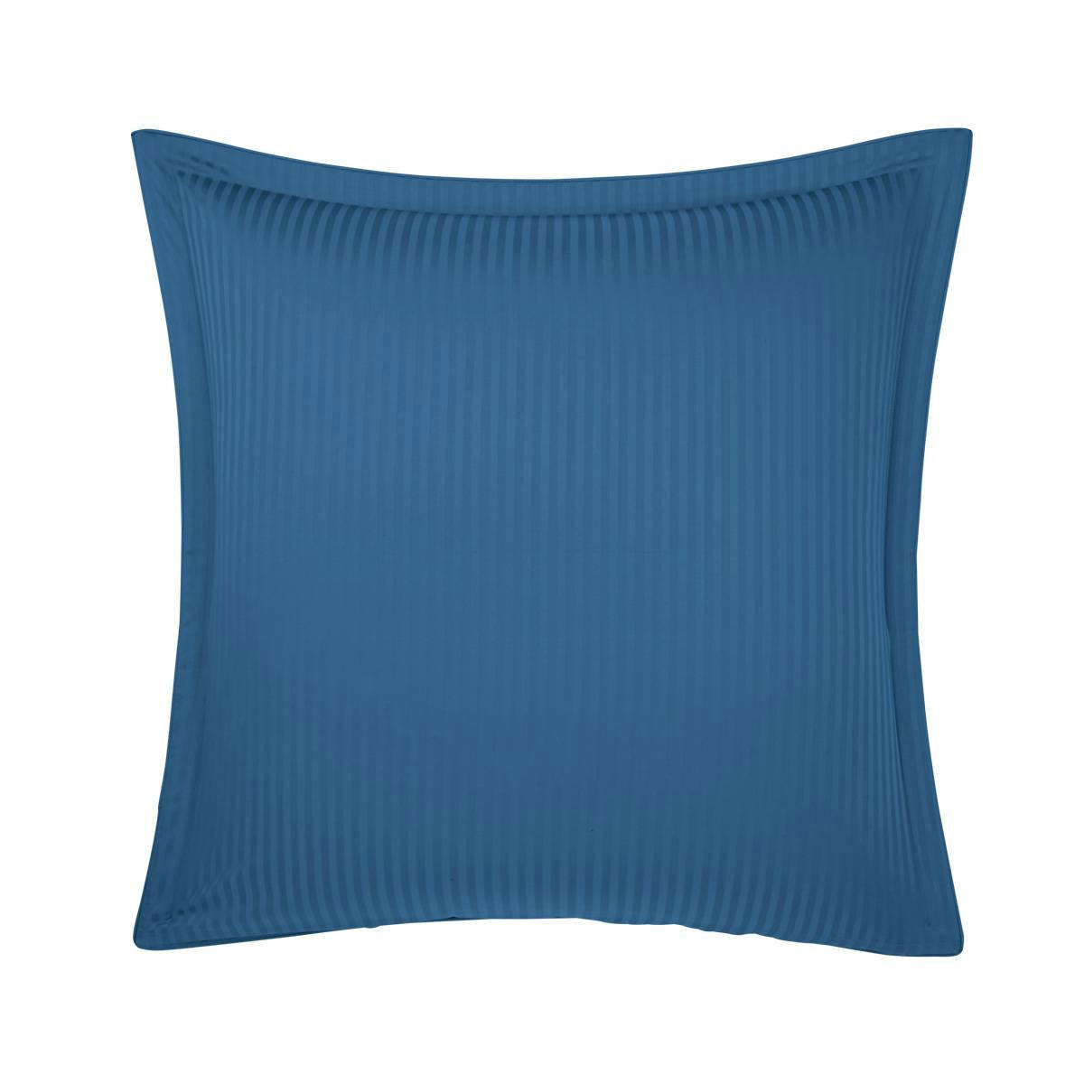 BAPTISTE - Taie d'oreiller en satin de coton bleu 65 x 65 cm