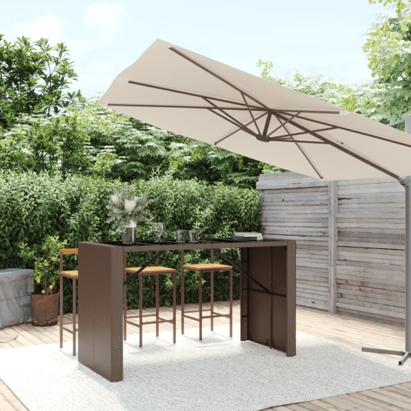 Stolik barowy ze szklanym blatem Brąz 185 x 80 x 110 cm Technorattan vidaXL