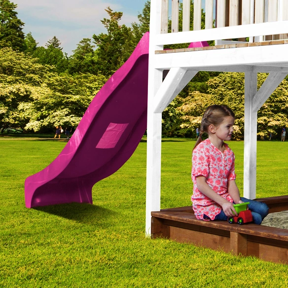 Kinderspielhaus »Liam«, BxHxT: 377 x 291 x 255 cm, Holz, braun/weiß/lila